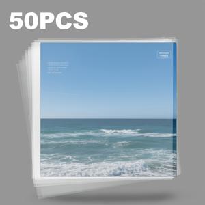 TEMU 투명 비닐 레코드 슬리브 50개 - 내구성 있는 외부 앨범 커버, 12인치 싱글 및 더블 앨범에 적합, 투명 보호, 먼지 방지