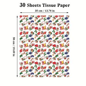 TEMU 30장 왁스 코팅 크리스마스 티슈 포장지 - 수채화 크리스마스 트리 & 그린리, 휴일 선물, 겨울 파티 장식용, 20x14인치 시트