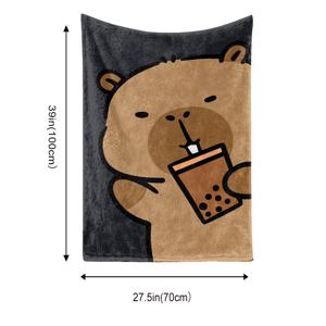 TEMU 아늑한 카피바라 플란넬 담요 - 귀여운 카피바라 & 버블티 프린트, 사계절용 부드러운 침대, 소파, 캠핑용 담요 - 세탁기 사용 가능한 카피바라 침대 스프레드, 반려동물 친화적 선물 (다양한 사이즈)|이불|소파|쇼파침대