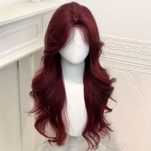 TEMU 1개 26인치 여성용 가발, , 중앙 가르마, 앞머리, 빅 웨이브, 긴 곱슬머리, 한국 스타일, 다용도, 데일리웨어, 풍성하고 매끄러운, 탈모 없음, 할로윈과 크리스마스에 적합, 모든 머리형에 대응