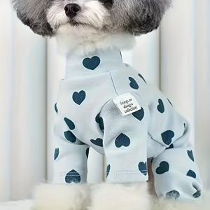 TEMU 소형견을 위한 가을/겨울 의류, 테디, 비숑, 슈나우저 품종에 적합. 남아/여아 강아지 모두에게 어울리는 만화 디자인, 따뜻한 4발 의상, 퍼플 및 블루 색상으로 제공