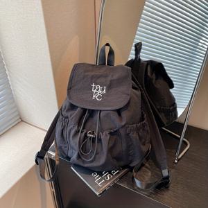 TEMU 세련된 레터 자수와 플리츠 디자인의 여성용 백팩, 데일리 출퇴근 및 선물용으로 완벽|스트링백팩