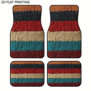 TEMU 4개 세트, 컬러풀 패턴 자동차 바닥매트, 내구성 강함, 미끄럼 방지, 세척 및 설치 간편, 세단, SUV, 트럭 호환, 할로윈, 크리스마스 및 기타 휴일 선물로 완벽, 실내 장식 및 바닥 보호용