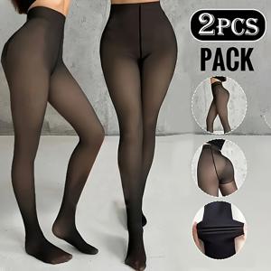 TEMU 2개 여성용 시스루 보온 레깅스 - 부드럽고 편안하며 신축성 있는 따뜻한 솔리드 컬러 타이츠, 가을과 겨울용 불투명 블랙 타이츠 - 두꺼운 누드 느낌 레깅스, 여성용 두꺼운 보온 팬티스타킹 - 누드와 라이트 베이지 톤, 캐주얼 및 포멀 웨어에 적합, 하루 종일 착용 가능, 겨울용 레깅스