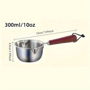 TEMU 스테인리스 스틸 소형 계량컵. 내부에는 200ml 및 300ml 표시가 있으며, 버터 및 초콜릿용 녹이기 냄비로 사용할 수 있습니다. 양초 제작, 식용 기름 가열, 주방에서 베이킹 도구로도 이상적입니다.