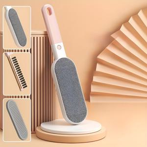 TEMU 4-in-1 정전기 헤어 리무버 브러쉬 | 의류, 소파, 가구, 침구 및 카펫 다용도, 회색, 플라스틱 재질, 충전 불필요