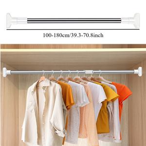 TEMU 조절 가능한 스테인리스 스틸 텔레스코픽 건조대 - 드릴이 필요 없는 확장형 샤워 커튼대 및 공간 절약형 독립형 수납 랙, 고강도 304 스테인리스 스틸 재질, 화이트 및 블랙의 디자인|커튼봉|샤워커튼