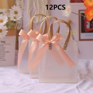 TEMU 12개 투명 토트백, 3가지 색상 리본 포함, 나비 축제 선물 토트백, 생일 신부 들러리 선호 캔디, 플라스틱 선물 가방, 쇼핑백, 주얼리 반지, 목걸이, 귀걸이 상자, 신부 들러리 선호 웨딩 캔디 포장, 파티 선물 가방,캔디 백,리본 악센트 가방,소형 아이템 정리함,나비 축제 테마,재사용 가능한 토트백 품질,찢김 방지 필름