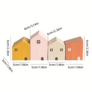 TEMU 미니어처 북유럽 스타일의 집 4개 세트 | 귀여운 나무 모형 집, 데스크탑 장식용, 집, 사무실 및 파티 캐비닛에 이상적, 가족 및 친구를 위한 완벽한 선물, 크리스마스, 추수감사절, 발렌타인데이 및 졸업식 장식에 적합