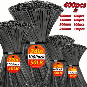 TEMU 400개입 고강도 플라스틱 케이블 타이 - 자동 잠금, 내열 및 UV 저항, 다양한 크기 (22-24인치), 산업, 가정, 정원 및 야외 사용 - 내구성 있는 케이블 관리, 정리용 케이블 타이, 가정 정리, 유연한 결속