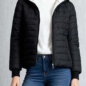 TEMU 여성용 플러시 안감 겨울 재킷 | 가볍고 따뜻한 짧은 길이, 긴소매, 단색