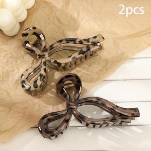 TEMU 여성을 위한 새로운 프린트 헤어 클립 2개, 두꺼운 머리용 대형 상어 클립, 올림머리에 완벽