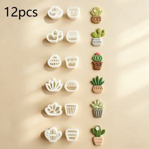 TEMU 12개 식물 화분 몰드 커터 세트 | 냉장고 자석, 주얼리 제작, 점토 귀걸이용 내구성 플라스틱 공예 몰드 - 독특한 식물 디자인, 공예가들을 위한 완벽한 선물