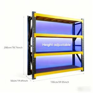 TEMU 세 가지 규격 선택 가능, 신형 고강도 4단 조절식 금속 차고 선반, 5000lbs 용량, 고강도 산업용 수납창고, 헬스장, 지하실용, 블랙, 내구성 있는 도장 금속 구조 수납 및 정리함