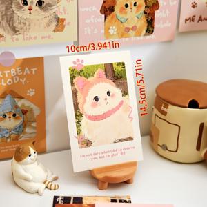 TEMU 30가지 귀여운 고양이 디자인 - 독특한 엽서 스타일의 액자 및 벽 스티커, 소규모 사업가, 선물 카드용 - 장식용 벽 장면, 감사 카드, 생일 축하|카드스티커
