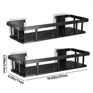 TEMU 2개 세트 무드릴 블랙 벽걸이 선반 - 내구성 강한 방수 플라스틱 샤워 선반, 공간절약형 욕실 수납 선반, 작은 욕실에 적합, 접착제/후크로 간편 설치 (도구 불필요) - 모던 샤워 정리대