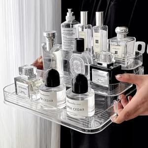 TEMU 다중 수납 공간이 있는 투명 플라스틱 화장품 정리함 | 향수, , 메이크업 보관을 위한 조리대 수납 - 가정 또는 살롱에서 사용하기에 튼튼한 화장대 정리함, 트렌디한 투명 디자인