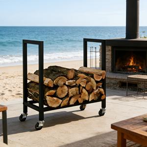 TEMU 내부 및 외부 사용을 위한 바퀴 달린 나무 보관 랙, 이동이 쉬운 장작 보관 랙, 실내/외 다용도 나무 정리함, 파우더 코팅 표면 처리, 튼튼한 금속 프레임, 벽난로, 화로에 적합