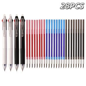 TEMU 28개/21개 삼색 클릭 젤펜 - 0.5mm 팁 (파란색, 검정색, 빨간색) - 창의적인 삼중 지우개 액체 잉크 펜 세트 (리필 포함) - 부드러운 필기감