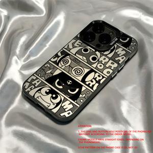 TEMU 폰 케이스: 1개 패셔너블하고 트렌디한 애니메이션 요소 스플라이싱 패턴 레이저 IMD 컬러 실버리 폰 케이스, 아이폰 X/11/12/13/14/15/16/17/에어/프로/프로맥스/플러스 호환, 낙하 방지, 스크래치 방지, 스크린 보호 디자인, 편안한 그립감, 크리스마스, 생일/발렌타인데이에 남성, 여성 또는 가족을 위한 완벽한 선물