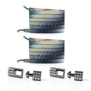 TEMU 1쌍 스톤 버클 신발끈, 묶지 않는 신발끈, 탄성밴드 2개와 버클 2개 포함, 컬러풀 그라데이션 별하늘 디자인, 캐주얼화와 스니커즈에 적합