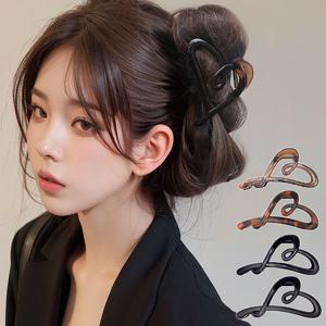 TEMU 1+1 하트 집게핀 세트, 올림머리 반묶음 헤어핀, 대형 중형 머리핀, 데일리 여성 악세사리, 헤어 클립, 머리삔, 집게삔, 머리집게