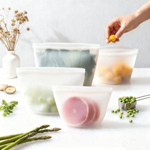 TEMU 4개 실리콘 식품 보관 가방 - 전자레인지, 식기세척기 및 냉동고 사용 가능, 식사 준비, 도시락 및 여행 정리용 1000ml+1000ml+1500ml+1500ml4종 세트