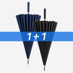 TEMU 1+1 튼튼한 대형 장우산 태풍 골프 우산 커버 포함