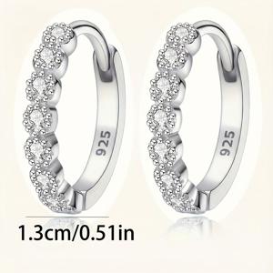 TEMU 실버 고급 합성 지르코니아 인레이 귀걸이 한 쌍, 라이트 럭셔리 패션 디자인, 여성 데일리 및 데이트 착용에 적합, 사계절 내내 활용 가능