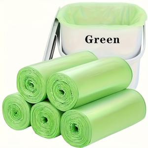 TEMU 5롤 100개 녹색 생활 쓰레기 봉투, 다용도, 가정, 주방, 사업장, 학교, 사무실, 야외, 욕실에 적합, 일회용, 녹색, 사무용품, 플라스틱 구조, 라이너