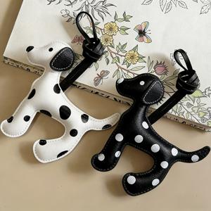 TEMU 달마시안 강아지 가방 펜던트 2개, 핸드메이드 귀여운 카툰 달마시안 강아지 펜던트, 부드러운 PU 가죽 강아지 펜던트, 조절 가능한 스트랩, 열쇠, 가방, 휴대폰 체인용, 남녀 발렌타인데이 선물|핸드폰스트랩|가죽가방