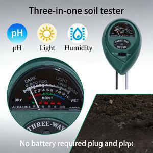 TEMU 3-in-1 정원용 토양 테스터 | pH, 습도, 빛 측정 - 알루미늄, 배터리 불필요