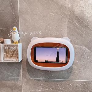 TEMU 1개 방수 휴대폰 홀더 - 샤워용 방수 폰 케이스 스탠드, 플라스틱 마운트 포함, 욕조/샤워실에서 핸즈프리 시청/DVD/TV 앱 사용, 욕실 트레이