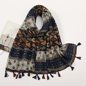 TEMU 새로운 가을/겨울 여성 에스닉 스타일 태슬 패치워크 프린트 스카프, 칭하이 호수 북서부 중국 여행용 따뜻한 숄