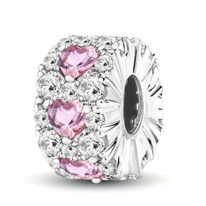 TEMU 1개 사랑 합성 지르코니아 스페이서 비즈 DIY 비즈, 925 실버 도금 비즈, 팔찌용, 주얼리 만들기 액세서리, 생일 발렌타인데이 어머니날 크리스마스 여성 선물