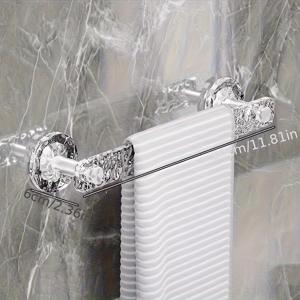 TEMU 드릴 필요 없는 접착식 벽걸이 아크릴 타월 랙 - 다중 후크, 헤비듀티 플라스틱 욕실 선반, 공간 절약형 모던 샤워 정리대, 욕실 보관용 설치 (욕조/샤워/욕실) - 가정 및 호텔용|샤워타올|욕조