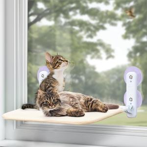 TEMU 고양이 창문 퍼치 해먹 - 코드리스 창턱 좌석 침대 - 강력한 흡착컵 4개가 있는 접이식 해먹 - 조립이 쉬움 - 고양이, 파충류 등에 적합