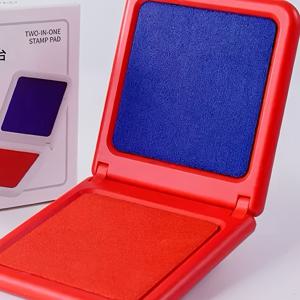 TEMU 신제품 삼색 6x6cm 듀얼용 접이식 잉크 패드, 빠른 건조, 휴대용. 지문, 스탬프, 다양한 종이에 적합. 빨간색과 파란색 양면 잉크 패드, 접이식 디자인, 빠른 건조 및 번짐 방지. 사무실, 가정, 법률 문서에 이상적, 효율적이고 걱정 없음
