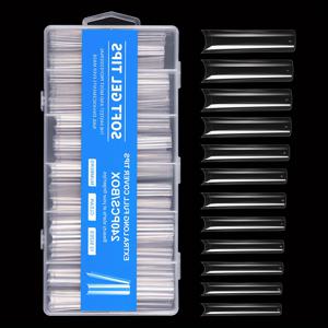 TEMU 240개의 하프 커버 아크릴 프레스 온 네일 클리어 인공 거짓 손톱 키트, 아크릴 네일/딥 파우더 네일/젤 네일 아트를 위한 손톱 팁을 포함한 12가지 사이즈의 긴 관짝 가짜 젤 네일 팁 세트