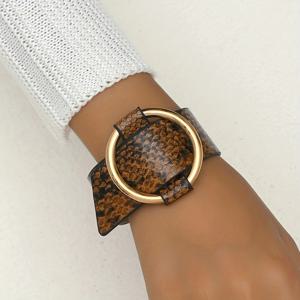 TEMU 조절 가능한 기하학적 뱀 무늬 PU 팔찌