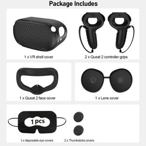 TEMU 퀘스트 2 액세서리 페이스 쿠션 커버, 퀘스트 2 컨트롤러 그립, 렌즈 커버, VR 실리콘 커버, VR 쉘 커버, 썸스틱 커버, 메타 퀘스트 2 일회용 아이 커버 6개