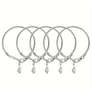 TEMU 5개 조절 가능한 뱀 체인 팔찌 세트, 각 16Cm/6.3인치, 하트 모양 확장 체인이 특징이며, 주얼리 공예에 적합합니다.
