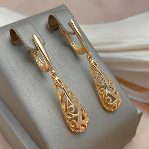 TEMU 여성을 위한 새로운 빈티지 드롭 펜던트 귀걸이 1쌍, 골든 컬러 럭셔리 신부 웨딩 패션 주얼리 선물