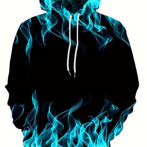 TEMU 남성용 불꽃 디자인 후드티, 스타일리시하고 편안함, 가을/겨울 시즌에 완벽