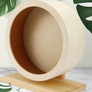 TEMU 나무 햄스터 무소음 운동 바퀴 스탠드 포함, 골든 베어 회전 방지 미끄럼방지 장난감 다양한 사이즈 - 시리아 은빛 여우 및 기타 옵션(골든 베어, 친칠라, 쥐, 흰꼬리사슴다람쥐, , 페렛용