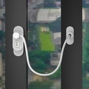 TEMU 1세트 두꺼운 와이어 로프, 창 리미터, 금속 베이스 ABS 보호 커버, 펀칭 설치 필요, 나사 4개, 키 1개, 창 안전 잠금 장치, 내부 및 외부, 밀고 당기기 설치 가능