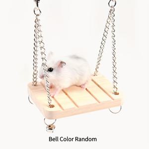TEMU 햄스터 장난감 벨 스윙 해먹, 나무 애완 앵무새 횃대, 매달린 나무 현수교