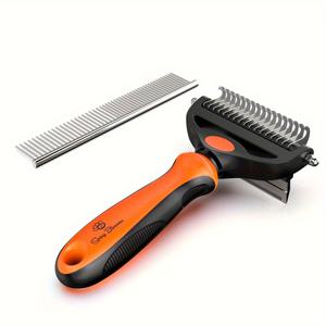 TEMU 고양이와 강아지용 다용도 그루밍 레이크 - 머리카락 엉킴 제거를 간편하게 하도록 설계된 데마팅 빗, 배터리 없이 애완동물 털 제거에 사용