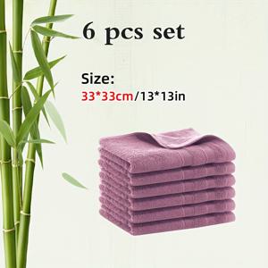 TEMU 대나무 섬유 사각 수건 6개 세트, 부드럽고 흡수성 좋은 속건성 세안/핸드 타월, 편안하고 통기성 좋은 보푸라기 없는 피부 친화적 다용도 행주, 가정, 욕실, 스파, 스포츠, 여행, 주방, 미용실, 반려동물, 호텔용 - 필수 소형 세수건 세트