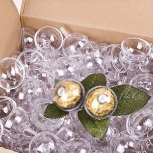 TEMU 100개 투명 원형 초콜릿 꽃 홀더, 발렌타인데이 부케 재료용 아크릴 컵 (잠자리 막대 없음, 신선한 꽃 포장용)